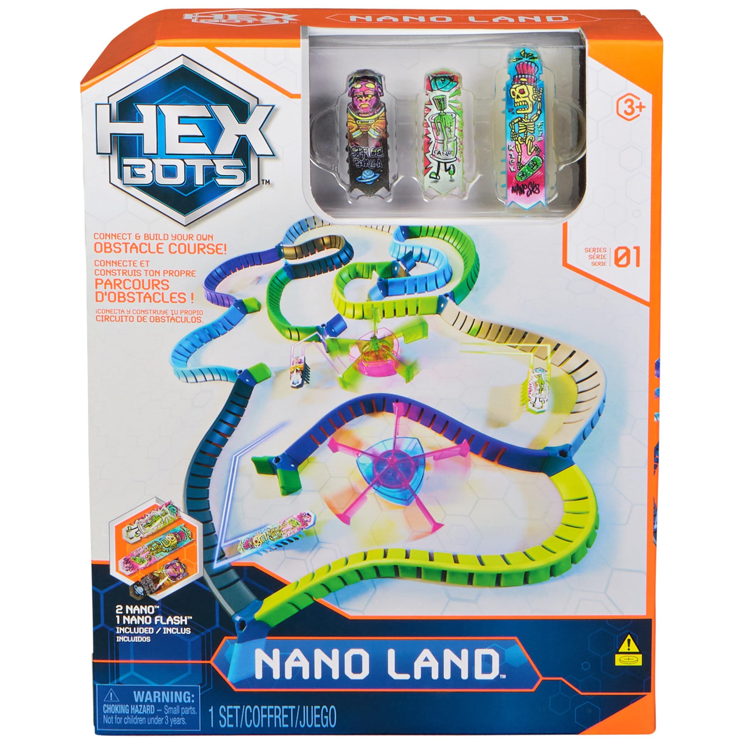 HEX BOTS Nano Land, Sensory Toys for Kids & Cats with Over 40 Pieces & 3 Nano Bots, Toy Playsets & Mini Robot Toy for Kids Ages 3 & Up, Batteries Included