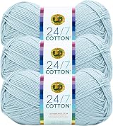 Lion Brand 24/7 Cotton Yarn Cool Grey 3 Pack 100% Mercerized Cotton