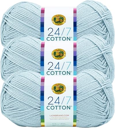 Lion Brand 24/7 Cotton Yarn Cool Grey 3 Pack 100% Mercerized Cotton