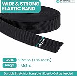 Trimming Shop 32mm Wide Elastic Band 1 Metre Black Polyester Rubber view 2