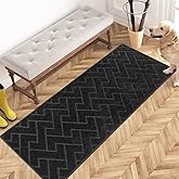 PURRUGS Dirt Trapping Door Mat 24" x 59", Non-Slip Machine Washable Entry Rug, Dog Doormat, Indoor Front Door Mat, Super Absorbent Entryway Rug for Muddy Shoes & Paws, Black