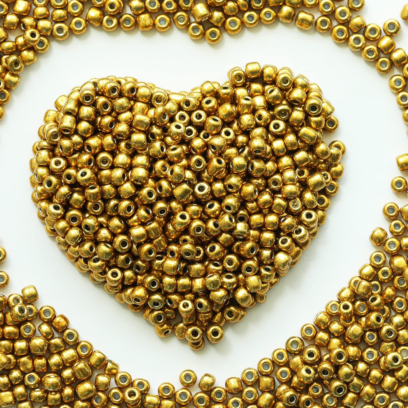 4mm Golden Seed Beads About 1600pcs/110Grams in Bag,6/0 Glass Craft Beads for Making Earrings, Waist Jewelry, DIY Handmade (Golden) — image 1