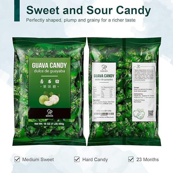 SOEOS GUAVA CANDY, CLASSIC SERIES CHINESE GUAVA HARD CANDY, HOLIDAY CANDY 16 OZ (PACK OF 1)