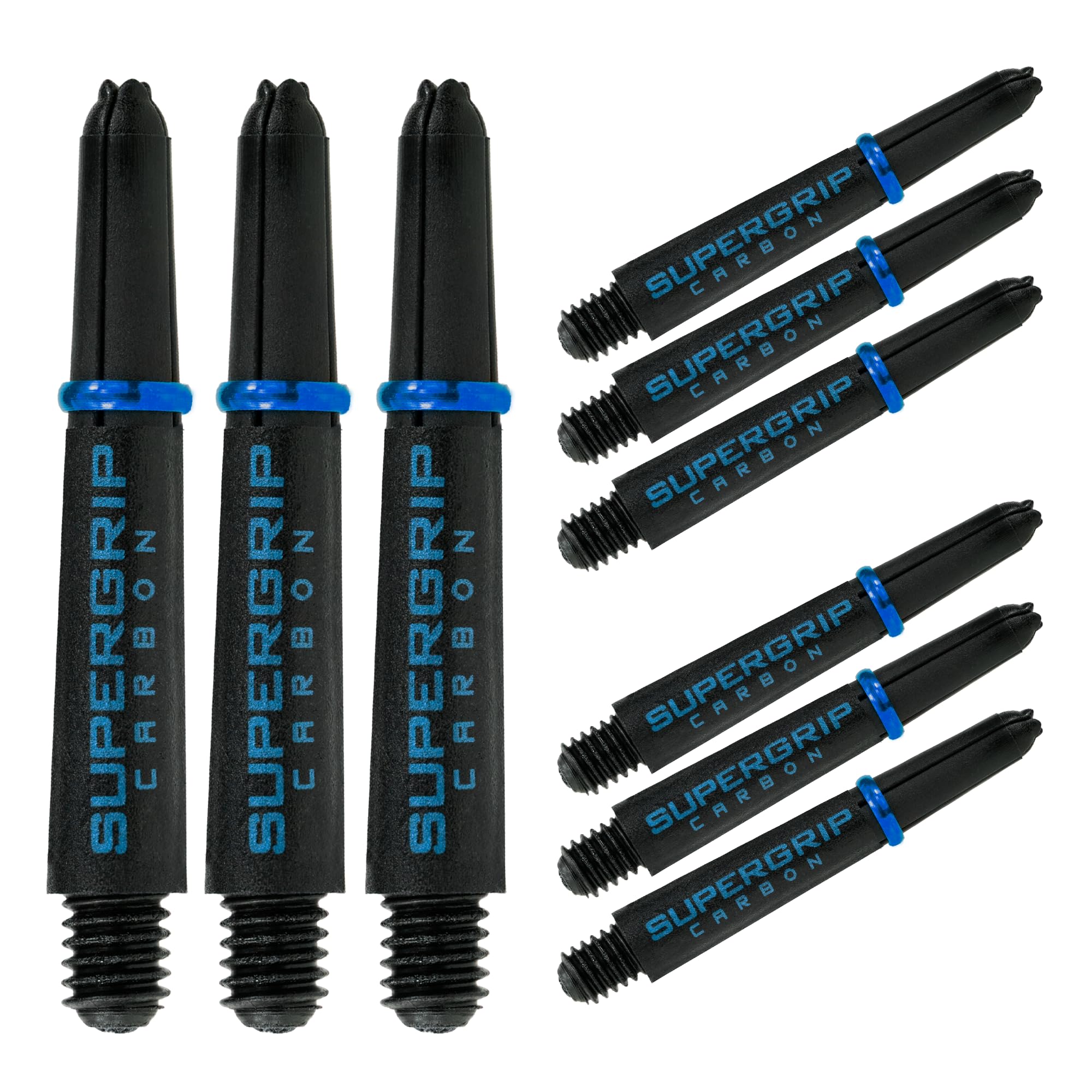 Harrows Darts 3 x Sets of SuperGrip Carbon Dart Stems - 9 Dart Shafts in Total - Available in 3 sizes - Tough Carbon Composite - Short Aqua