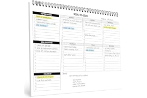 OF A HAPPY KIND Weekly Planner To Do List Pad - 8.5x11" 52 Sheets Spiral - Desk Notepad with Multiple Sections - Undated Planning Notebook Checklist, Todo Agenda Plan