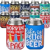 Funny Beer Can Cooler Sleeve - 12 Pcs Funny Quotes Soft Insulated Neoprene Bulk Can Sleeves for 12 OZ Soda, Beer, Water Bottles Party Favors Gifts Travel Camping Supplies (Multicolor)