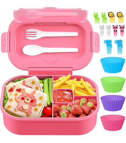 Boîte à Déjeuner - Boîte Bento 1400 Ml - Pour Adultes Et Enfants Boite A Dejeuner Avec Compartiments Et Couverts Plastique Convient Au Micro Ondes Anti Fuite Vert 92315389
