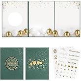 IRENE Guest Book for DIY, Blank Dark Green Gold Party Decoration Sign Book Alternative for Wedding, Birthdays, Graduation, Baby Showers, Quinceanera, Farewell, Retirement Celebration Party