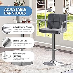 Yaheetech Velvet Bar Stools Set of 4, Adjustable