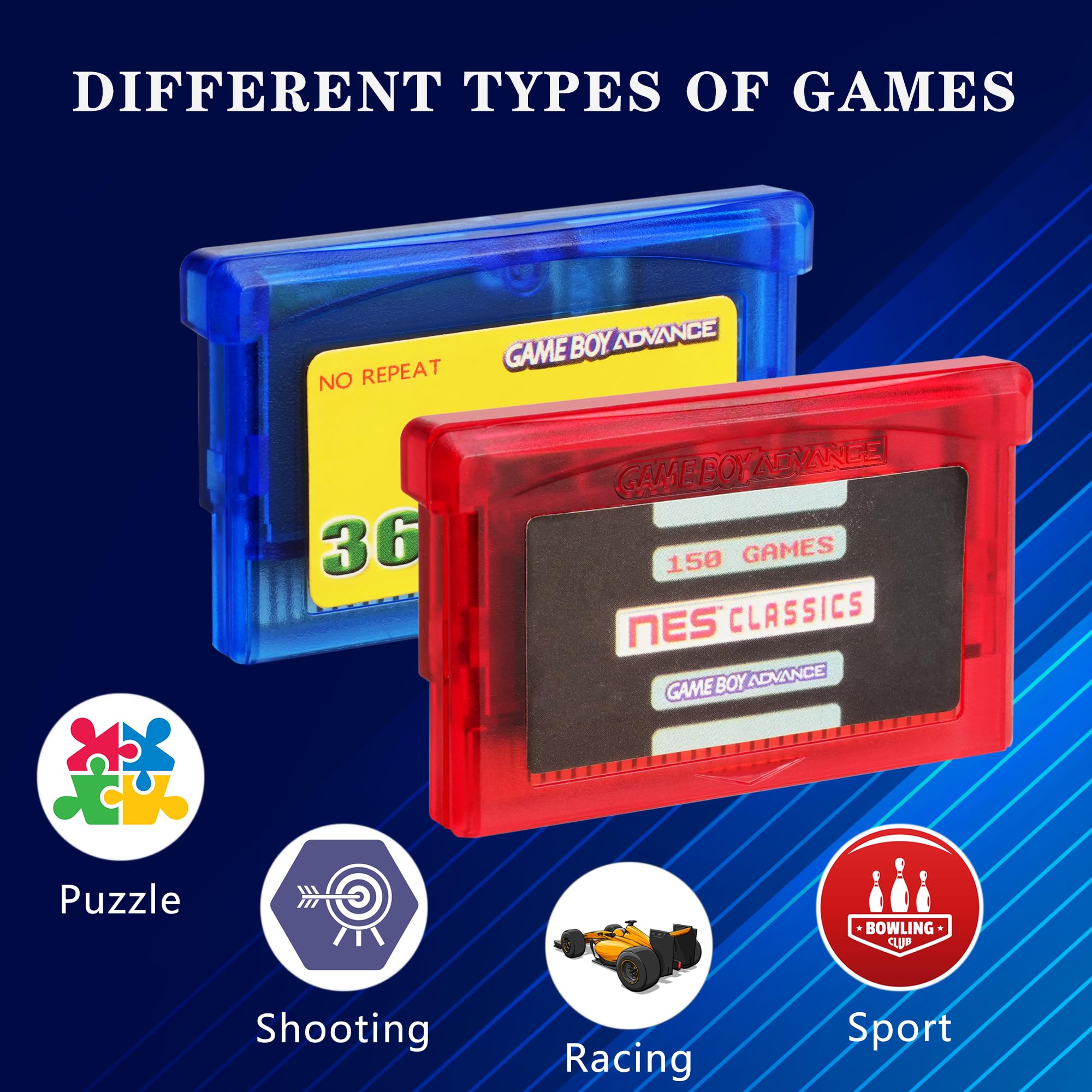 Lenporl 369 in 1 Games Card and 150 NES Classics Game Cartridge for GBA/GBA SP/GBM/NDS/NDSL Game Console 2pcs
