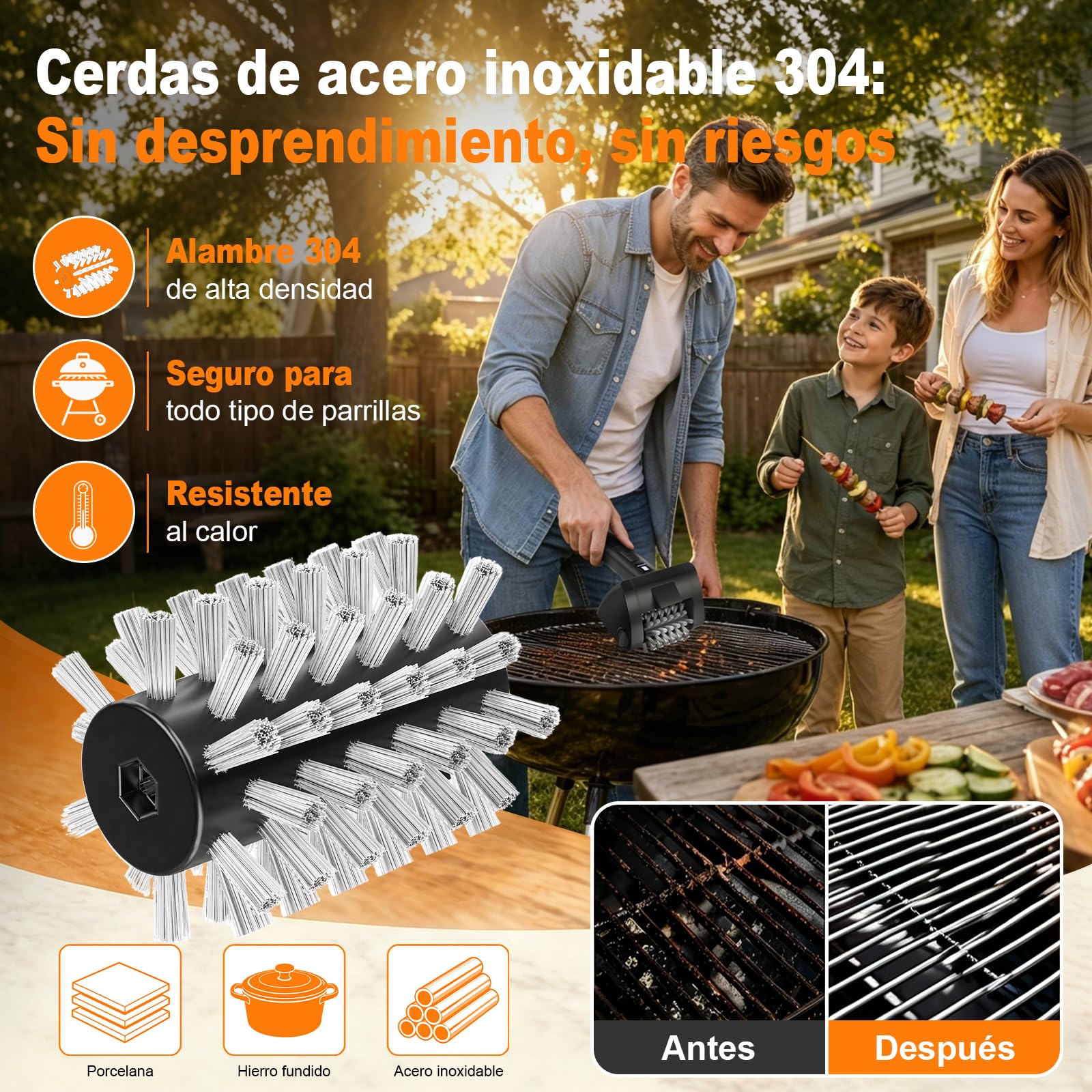 Cepillo Eléctrico para Barbacoa Inalámbrico 2 Velocidades