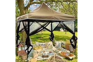 Gazebo Mosquito Net, OKYUK 2024 Gazebo Universal Replacement Mosquito Netting, Outdoor Canopy 4-Panel Screen Walls with Zipper for 12' x 12' Gazebo, Garden, Patio, Backyard (Mosquito Net Only, Black)