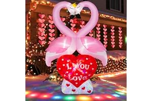BRDJade 6FT Valentines Day Inflatables Couple's Swan with Love Heart, LED Lighted Valentines Blow up Yard Decorations, Romantic Valentines Day Decor for Party Anniversary Wedding Propose Garden Lawn