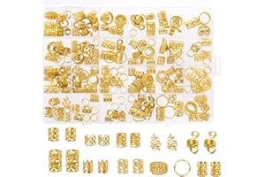 Nydotd 220 Pcs Hair Jewelry for Braids, Dreadlock Locs Accessories Metal Hair Rings Loop Cuffs Clip for Women Fashion Hip-Hop
