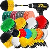 Holikme 30Piece Drill Brush Attachment Set - Power Scrubber Cleaning Kit | Buffing Sponges, Nylon Grout Tools, Tile Bathtub Shower Floors Kitchen Car Interior Detailing, Cleaning Supplies