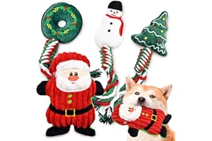 Ousiya 4 Pack Christmas Dog Toys, Christmas Squeaky Dog Toys Gifts for Large Medium Small Puppy,Dog Chew Toys,Christmas Dog Toys Gift