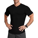 JMIERR Mens Muscle T Shirts V Neck Short Sleeves Gym Workout Causal Slim Fit Tee Shirt