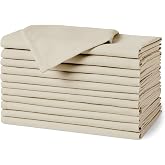 Amazon Basics Reusable Stain and Wrinkle Resistant Cloth Napkins, 17 x 17 inches, Beige, 12-Pack