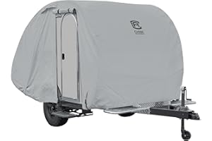 Classic Accessories Over Drive PermaPRO Teardrop Trailer Cover, Fits 10' - 12'L x 6'W, RV Cover, Camper Cover, Travel Trailer Cover