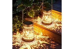 AHAORIGIN Christmas Gifts For Women, 2 Pack Solar Lanterns Outdoor Waterproof, Retro Hollowed-Out Metal Hummingbird Garden Decor Gifts for Women Mom Grandma, 2 Modes Hanging Solar Lights Outside for Yard, Patio