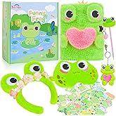 YOYTOO Frog Gifts for Girls, Kids Frog Plush Toys with Secret Diary, Headband, Ballpoint Pen, Eye Mask, Stickers, Valentine Gifts for Little Girls Age 5 6 7 8 9 10-12 Years Old