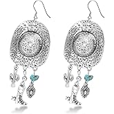 DAYANEY Western Cowgirl Earrings for women, Silver Rhinestone Cowboy Earrings as Country Concert Rodeo Outfits for Women,Sparkly Western Boots Jewelry Cowboy Hats as Summer Concert Cowgirl Accessories