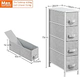 Yaheetech Vertical Slim Chest of Drawers 4 Fabric Drawers Light Grey view 3