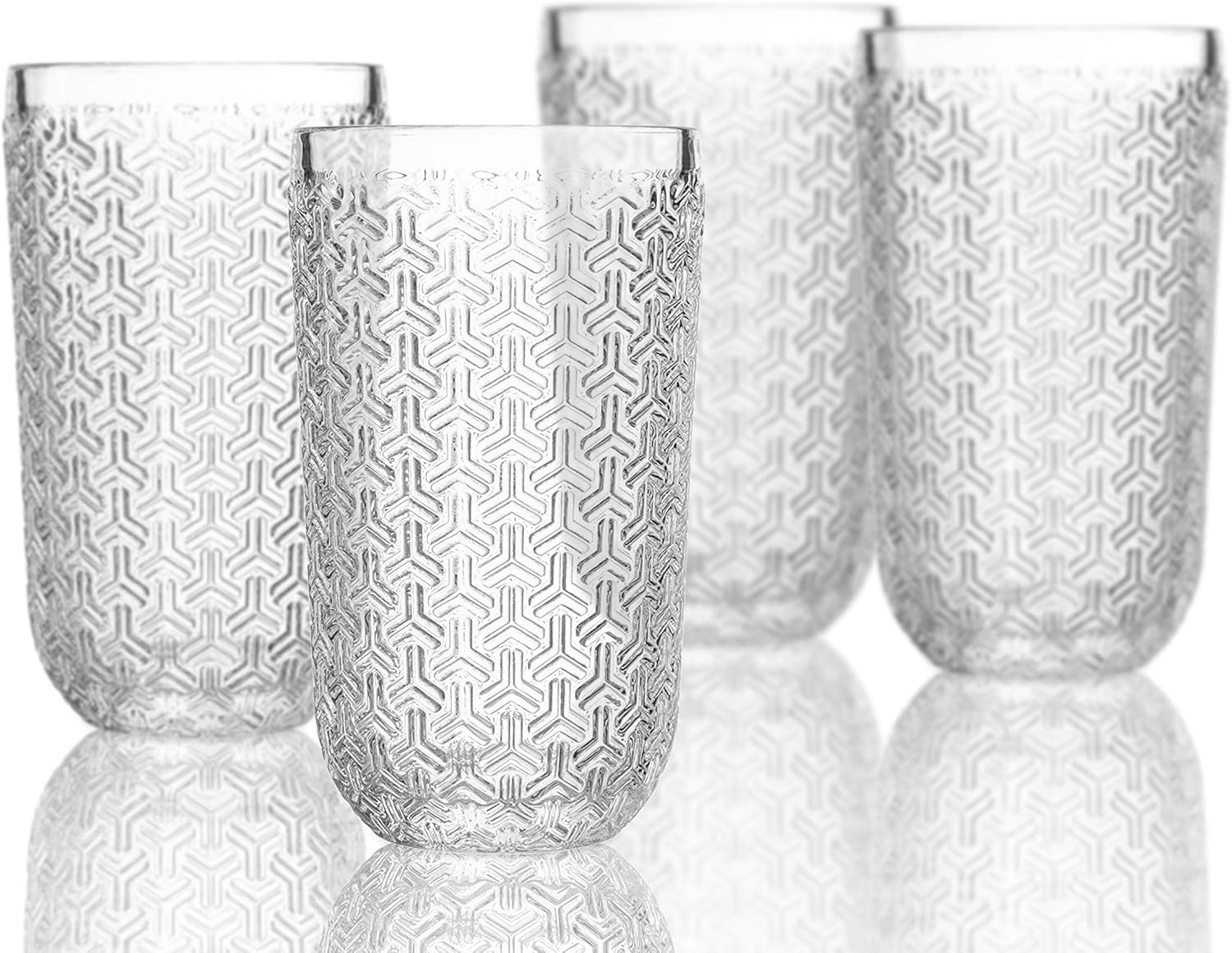 Elle Decor Bistro Key 4 Pc Set Highball, ClearGlass Elegant Barware