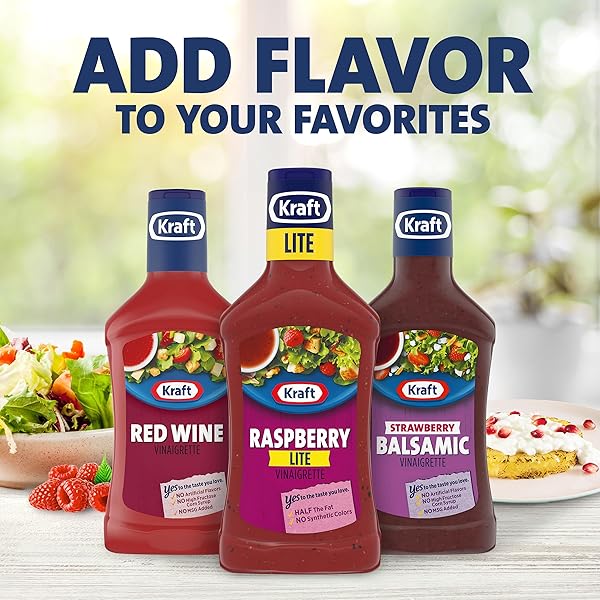 KRAFT LITE RASPBERRY VINAIGRETTE, 16 FL OZ BOTTLE