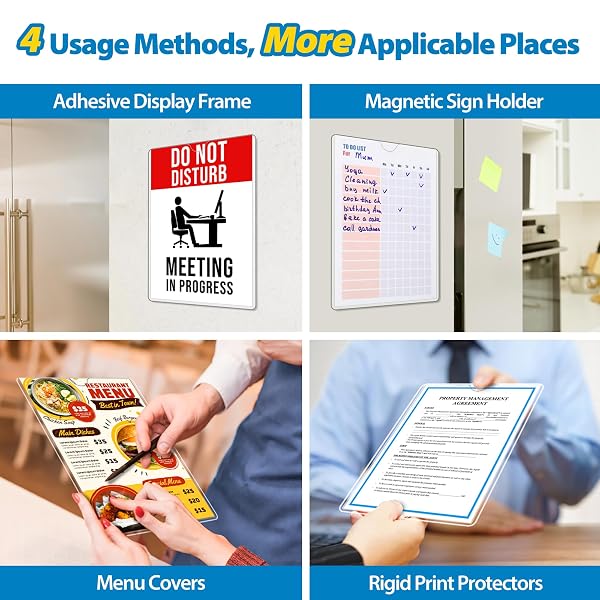 VAIIGO MAGNETIC SIGN HOLDER 11 X 17, 20 PACK RIGID MAGNETIC PAPER HOLDER POSTER DISPLAY FRAME, CLEAR PLASTIC DOCUMENT PROTECTORS WITH MAGNET & ADHESIVE, ADHESIVE FRAME FOR WALL DOOR FRIDGE WINDOW