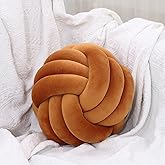 Petrella Knot Pillows Ball Round Throw Pillows Home Decor Cushion Decorative Aesthetic Throw Pillows,Caramel 8inch