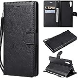Sony Xperia XZ ケース 手帳型 CUSKING 手帳型 カバー Sony Xperia XZ 用 スタンド機能 横置き機能 カードポケット エクスペリア スマホケース 財布型 ケース カバー – ブラック