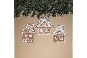 THE GERSON COMPANIES 4.5" Set of 3 Clay Dough Gingerbread House Christmas Ornament 2597210