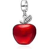 Christmas Apple Charms Authentic 925 Sterling Silver Red Apple Dangle Beads for Bracelet Necklace-Great Gift Ideal