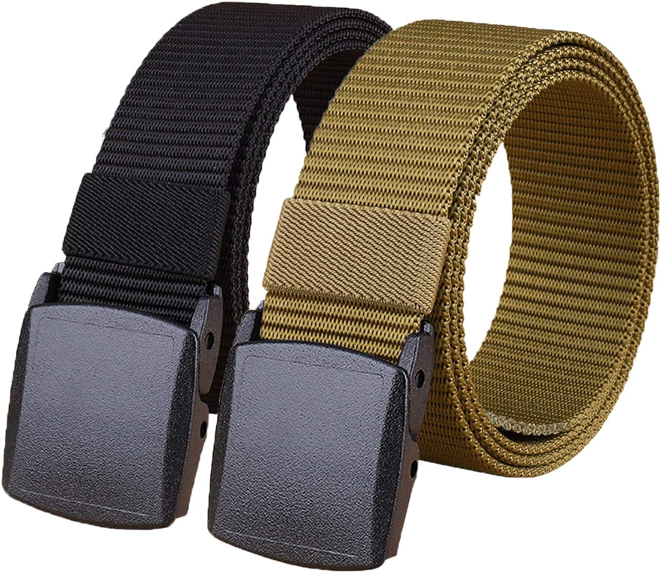 Hoanan 2 Pack Military Nylon Belt, 1.25" Wide No Metal Webbing Tactical Web Belt