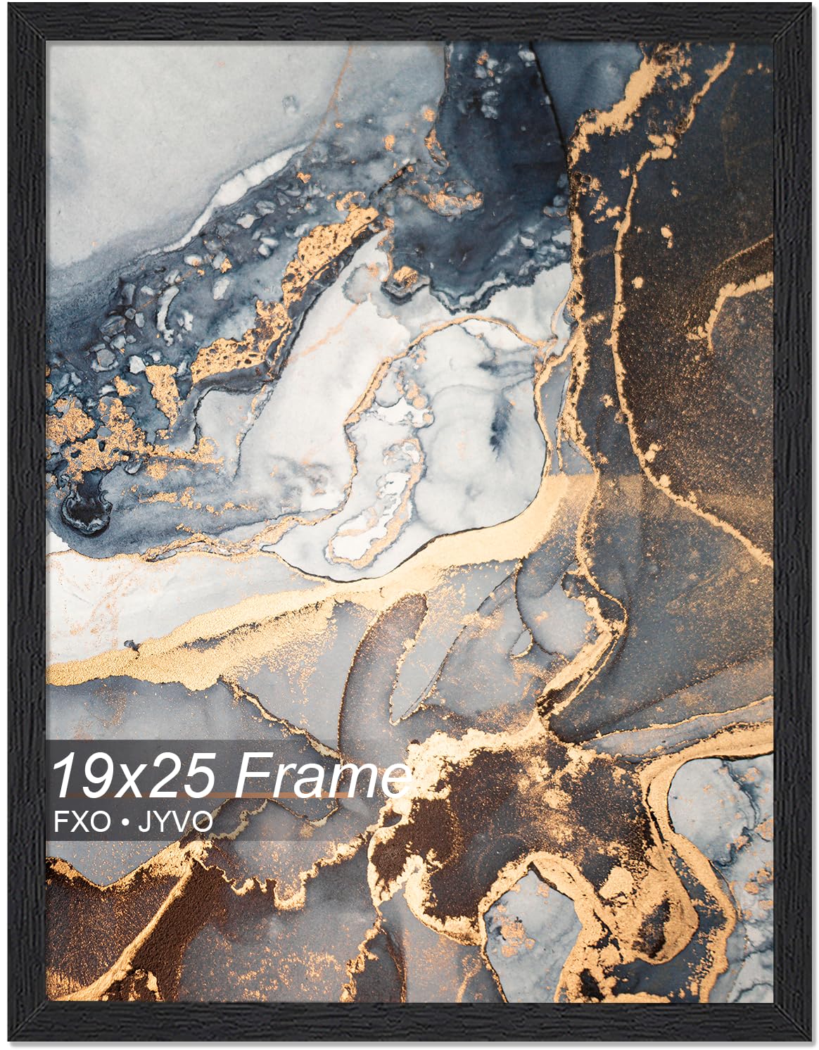Fxojyvo Engineered Wood 19x25 Frame, Black Picture Frame for 19 x 25 Inch Poster Puzzle Photo, Light Weight 19 by 25 Poster Frame with Wood-grain for Wall - 1 Pack/Black/19 x25
