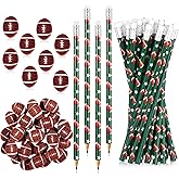 Tinlade 72 Pcs Football Pencils and Erasers for Kids Fun Wooden Pencils for Kids Boys Sports Themed Stuff Birthday Party Favors Gifts Valentine Goodie Bags Students Stationery School Office Supplies