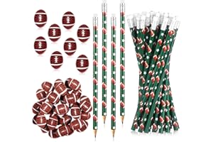 Tinlade 72 Pcs Football Pencils and Erasers for Kids Fun Wooden Pencils for Kids Boys Sports Themed Stuff Birthday Party Favors Gifts Goodie Bags Students Stationery Party School Office Supplies