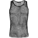 ABAFIP Men's Sleeveless Fishnet Tank Top Mesh Sheer Undershirt Semi See Thru Workout Gym Slim Fitted Muscle Tee Shirt