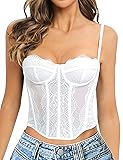 Mansy Women's Summer Lace White Corset Crop Top