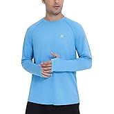 Roadbox UPF 50+ Mens Swim Shirts, Long Sleeve Sun Protection Fishing Rash Guard, Quick Dry UV Hiking Shirt with Thumbhole