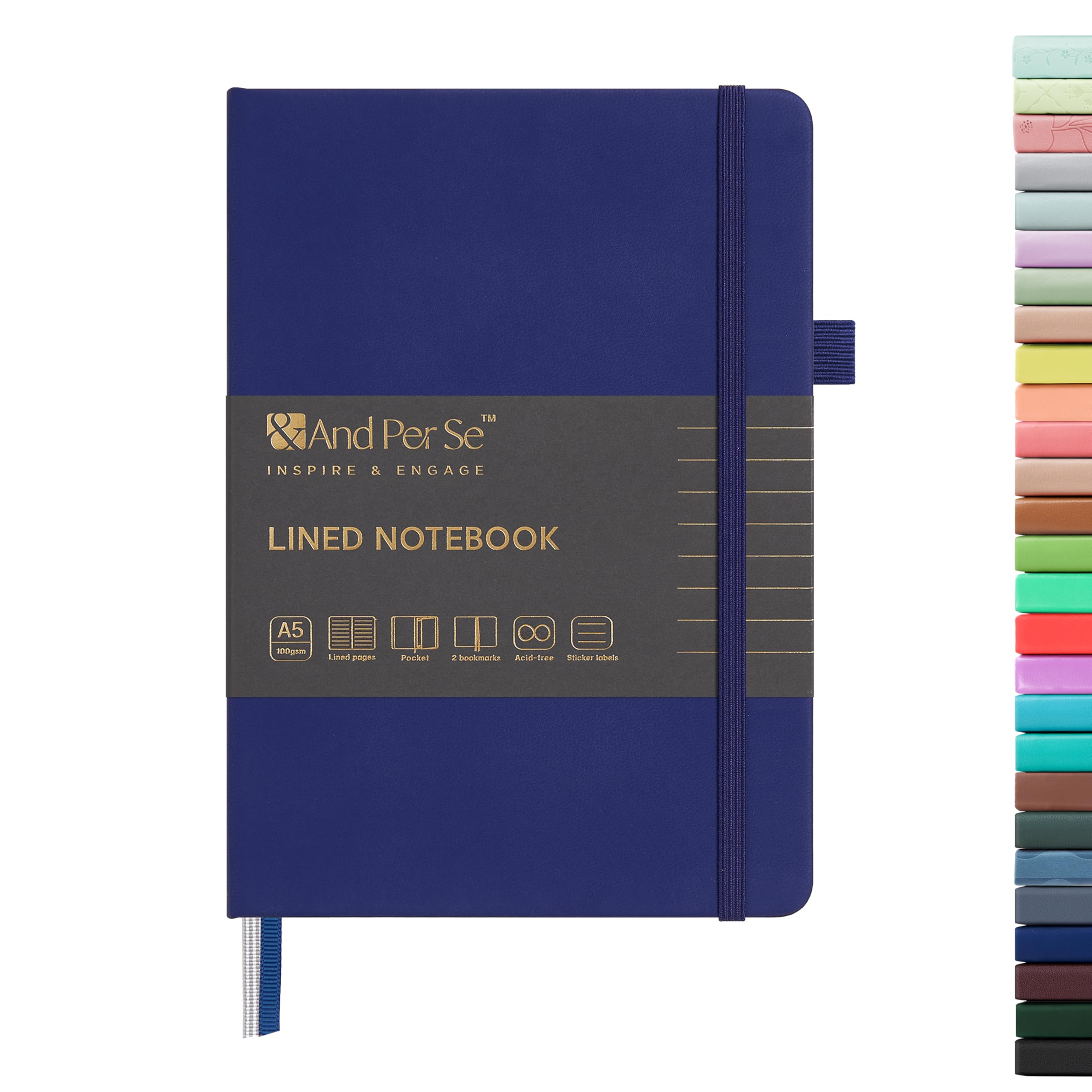Photo 1 of &And Per Se Lined Journal Notebook, 160 Pages, A5 5.7 x 8 inches College Ruled Thick Paper Notebook Journals for Writing, Hardcover Notebooks for Women Men Office School (1 Pack, Royal Blue)