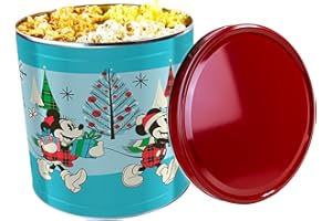 SB SIGNATURE BRANDS LLC Giftpop Mickey and Friends Christmas Popcorn Tin – 21 oz Gourmet Holiday Popcorn Tin with White Cheddar, Butter, & Caramel Flavors – Perfect Holiday Gift, Stocking Stuffer