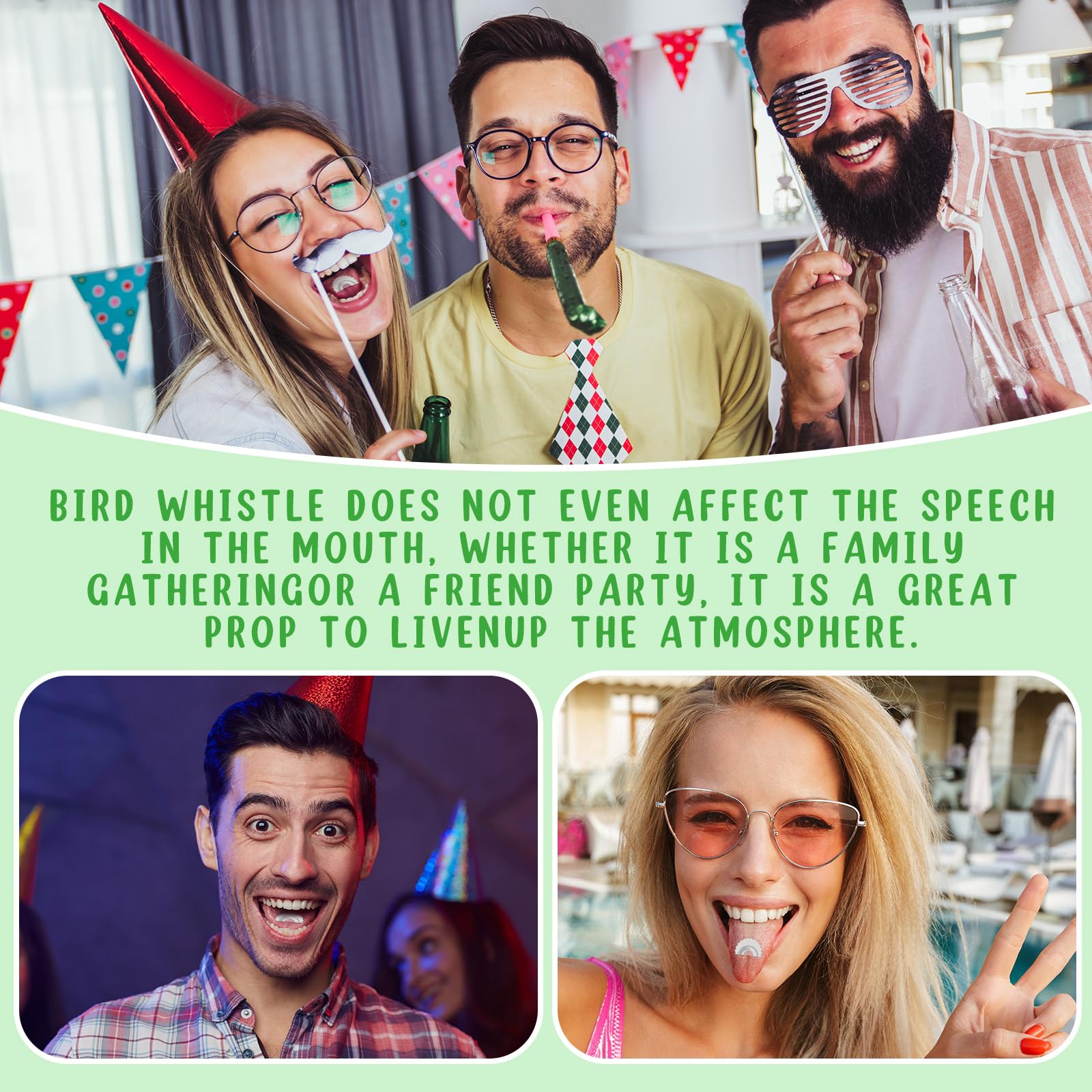 Sonwyoung 10 Pcs Bird Whistle Toys Magic Bird Caller Tongue Tweeting Noisemaker Whistle Tricks Gag Toys