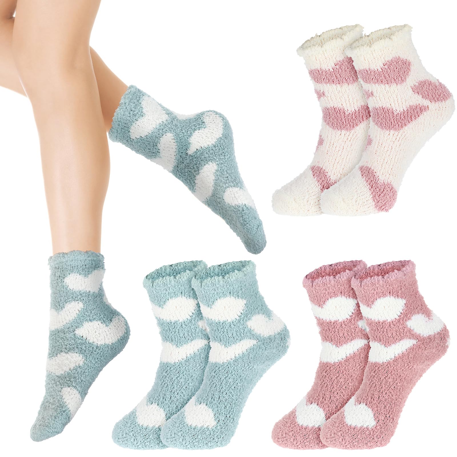 Photo 1 of 3 Pairs Aloe Socks Moisturizing Spa Socks, Winter Warm Home Sleeping Socks Don't Shed Lint, Women Spa Pedicure Foot Care Socks Fluffy Slipper Socks