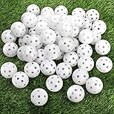 Faswin 100 Pack Practice Golf Balls, Plastic Golf Training Balls 41mm Hollow Airflow Golf Balls for Driving Range, Swing Practice, Indoor Outdoor Use, White
