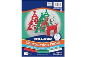 Tru-Ray Papier de construction, vacances, P6684, 3 couleurs assorties, 22,9 x 30,5 cm, 150 feuilles, Noël