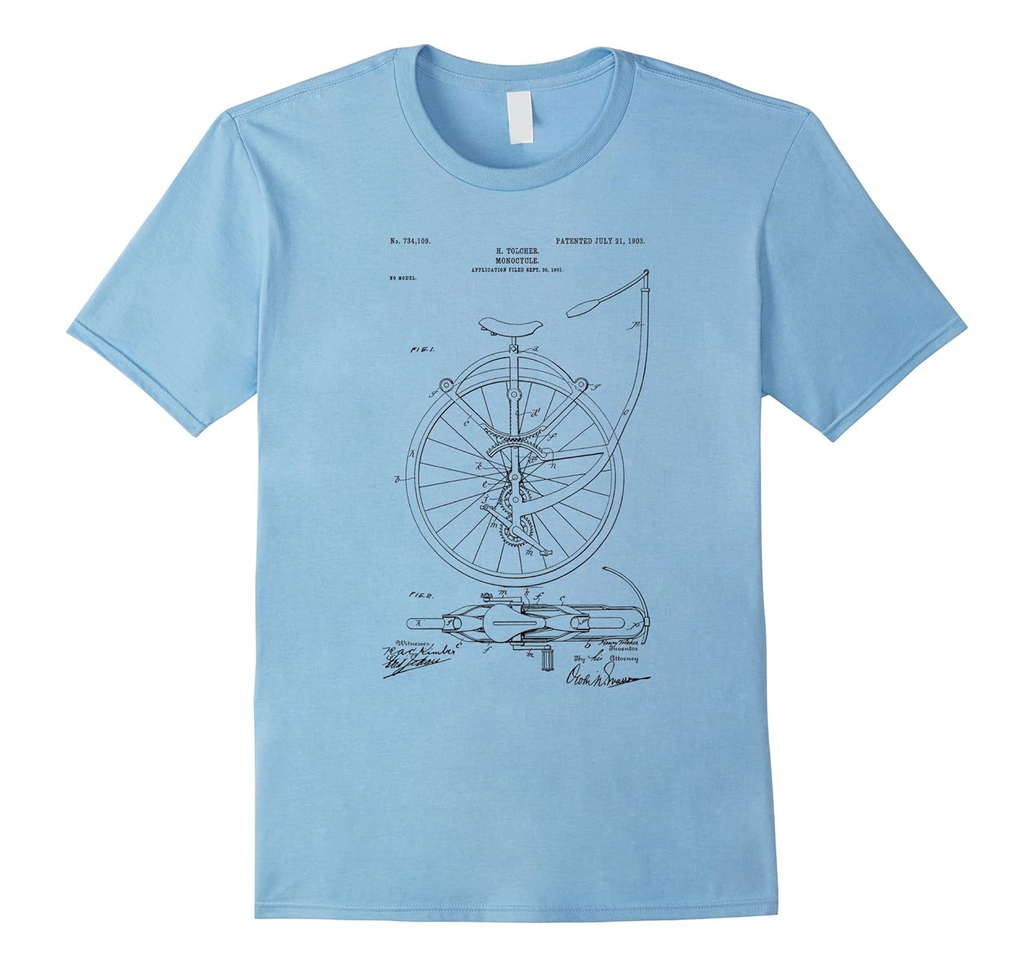 Monocycle Unicycle Unicycling Patent Art Tee T-shirt-ANZ