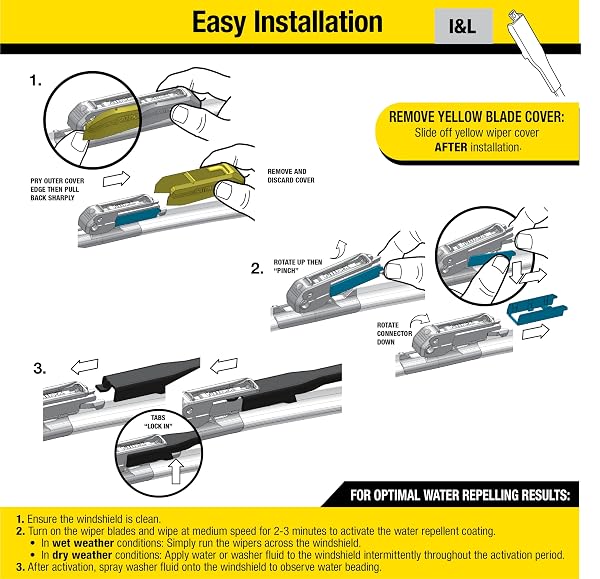 RAIN-X 810160 LATITUDE 2-IN-1 WATER REPELLENT WIPER BLADES, 24″ AND 19″ WINDSHIELD WIPERS (PACK OF 2), AUTOMOTIVE REPLACEMENT WINDSHIELD WIPER BLADES WITH PATENTED RAIN-X WATER REPELLENCY FORMULA