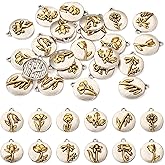 KISSITTY 24pcs Birth Flower Charms for Birthday Mother's Day Christmas Antique Silver Month Flower Dangles Pendants Jewelry Gift for Women Mother Daughter Best Friends